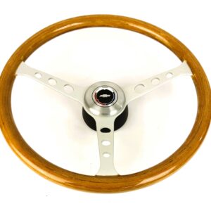 1967 – 1989 Camaro Custom Genuine Wood Steering Wheel with Brushed Spokes & Holes Kit